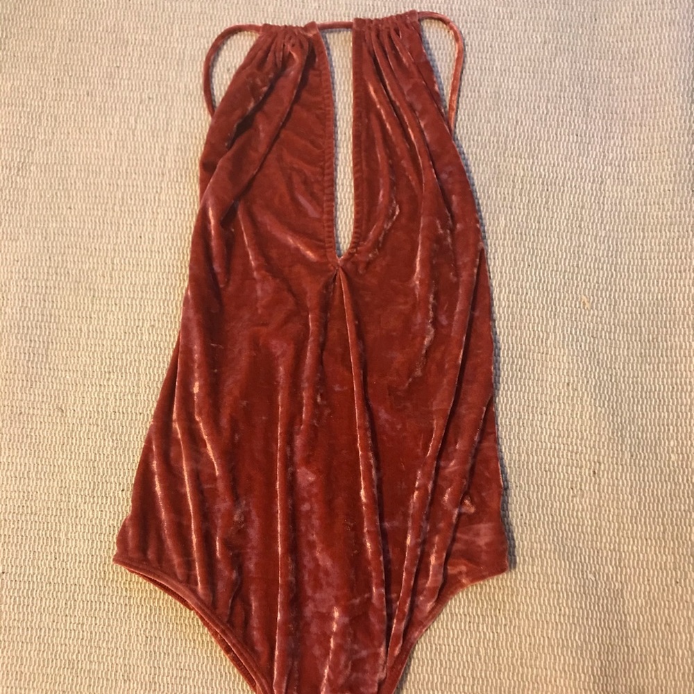 Salmon velvet body suit